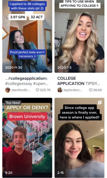 TikTok college application videos