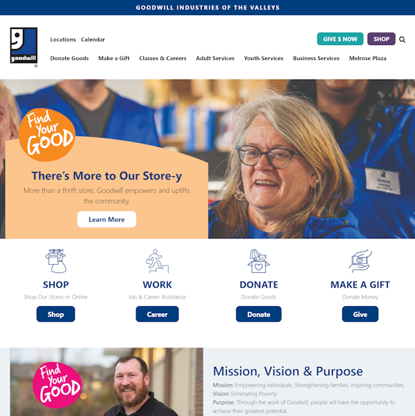 Goodwill Industries of the Valleys website