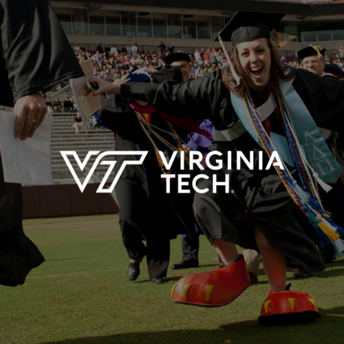 Virginia Tech graduates celebrating on the field