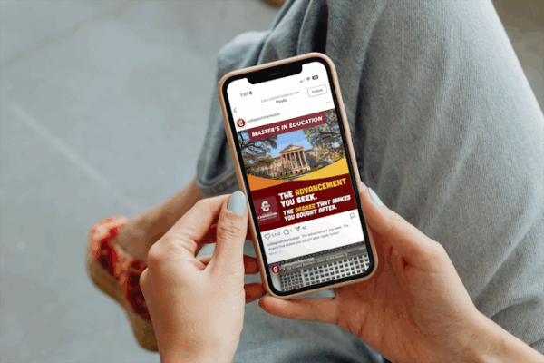 The College of Charleston website on a smartphone
