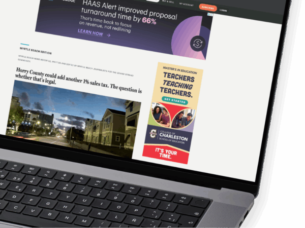 The College of Charleston website on a laptop