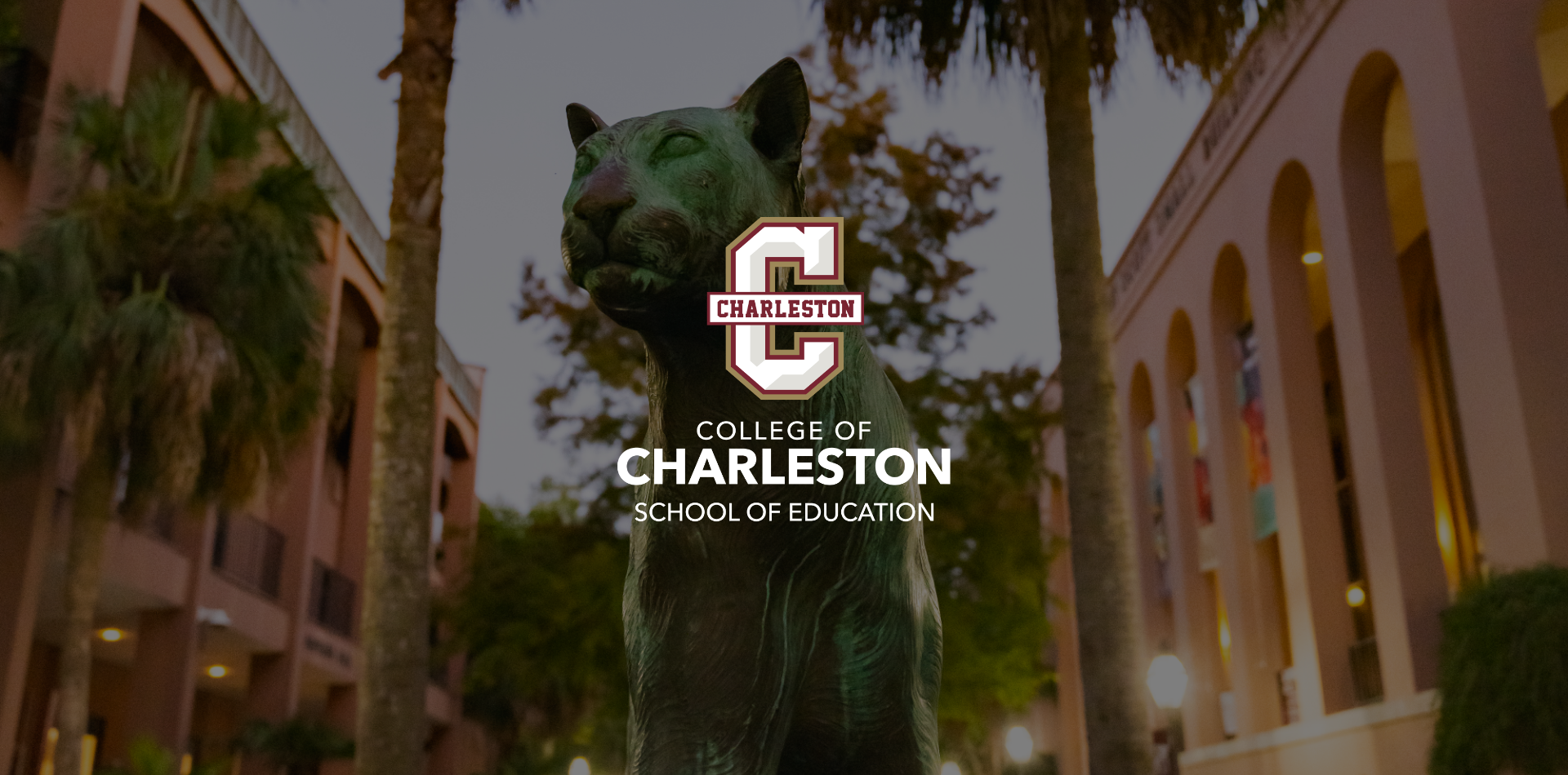 A status of a panther on the College of Charleston campus