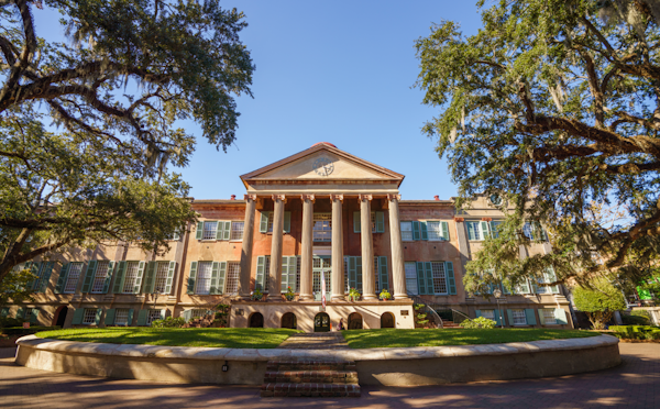 A large building with stately columns.