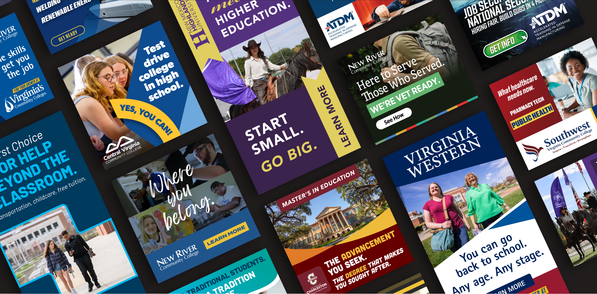 A sample of work for various clients displayed in a grid