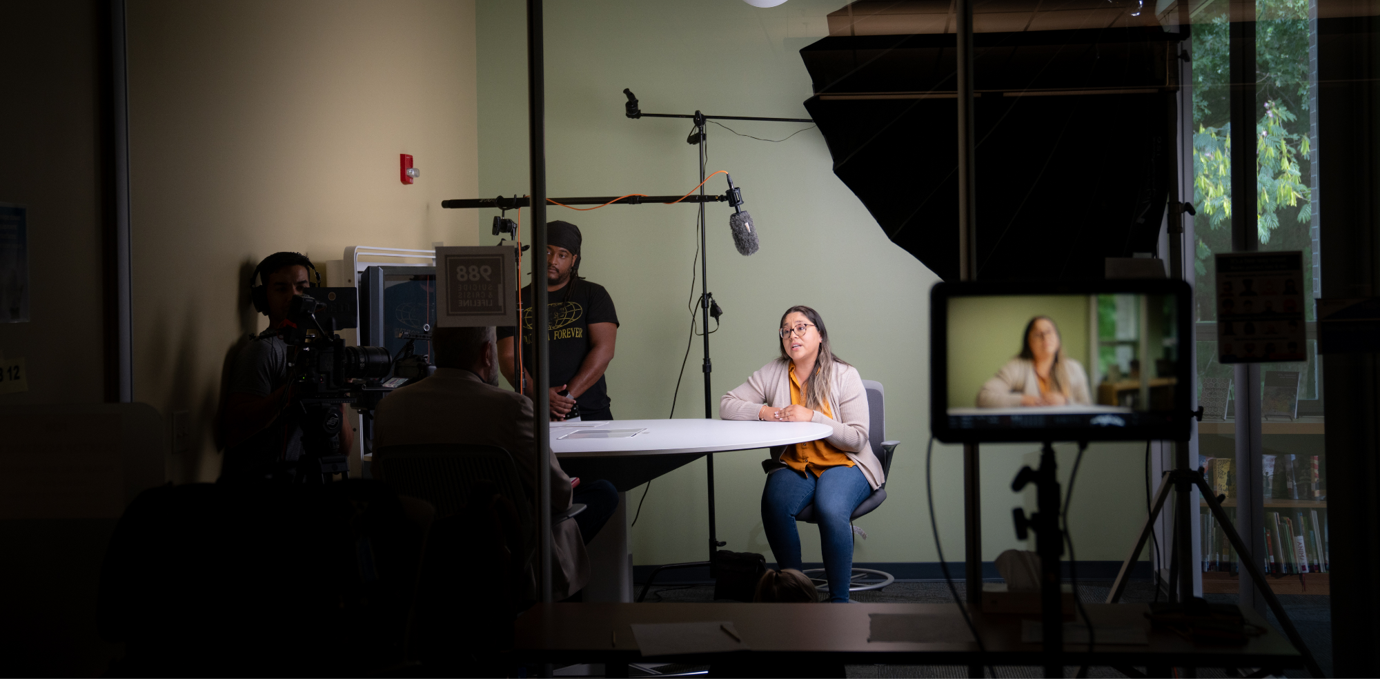 Recording an interview in a studio