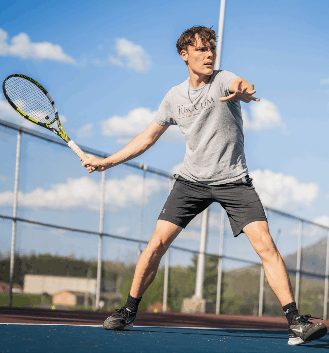 A man playing tennis