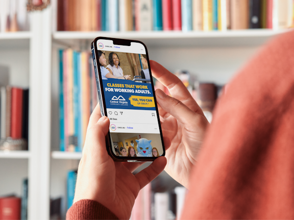 A smartphone showing the Central Virginia Community College website