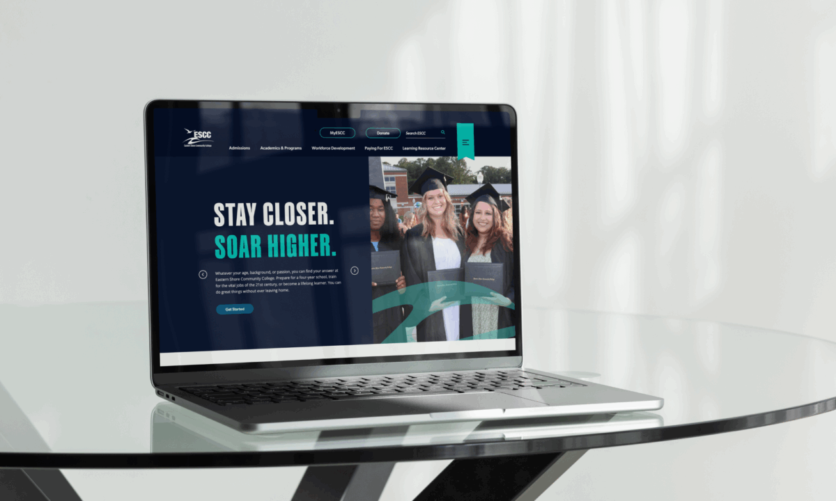 A laptop showing the Eastern Shore website