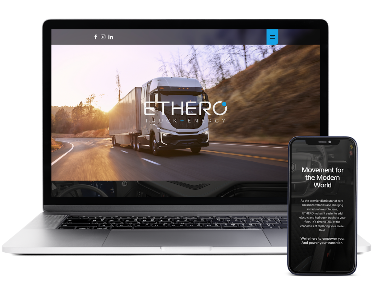 A laptop and smartphone showing the Ethero website