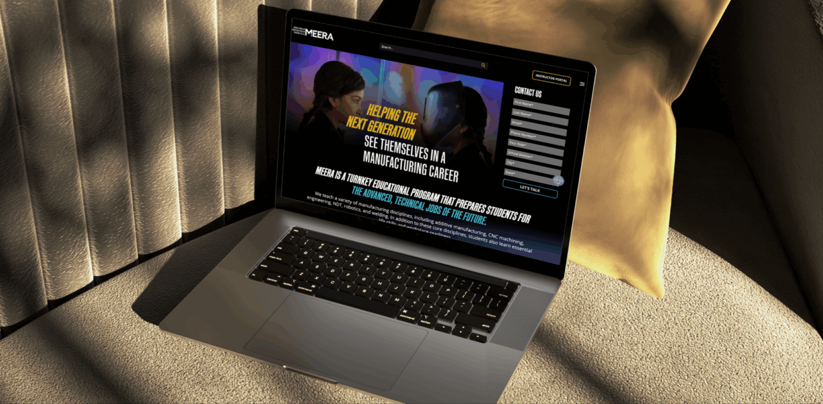 A laptop showing the MEERA Education website