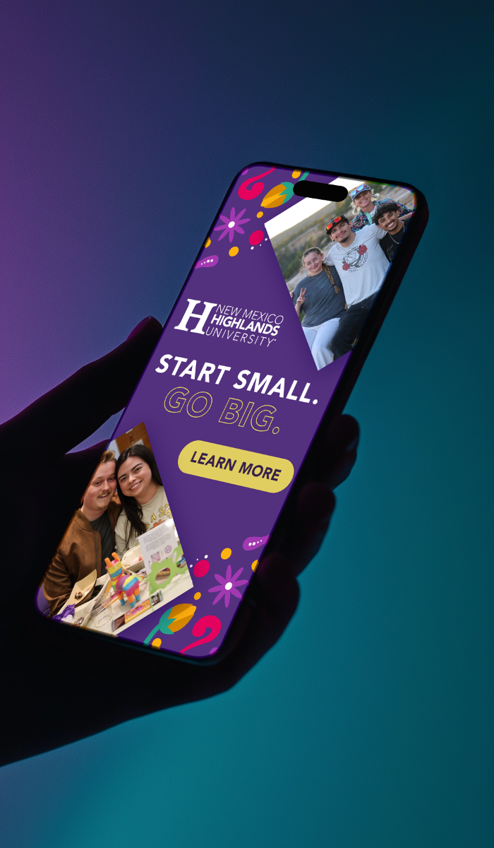 A smartphone showing the NMHU website