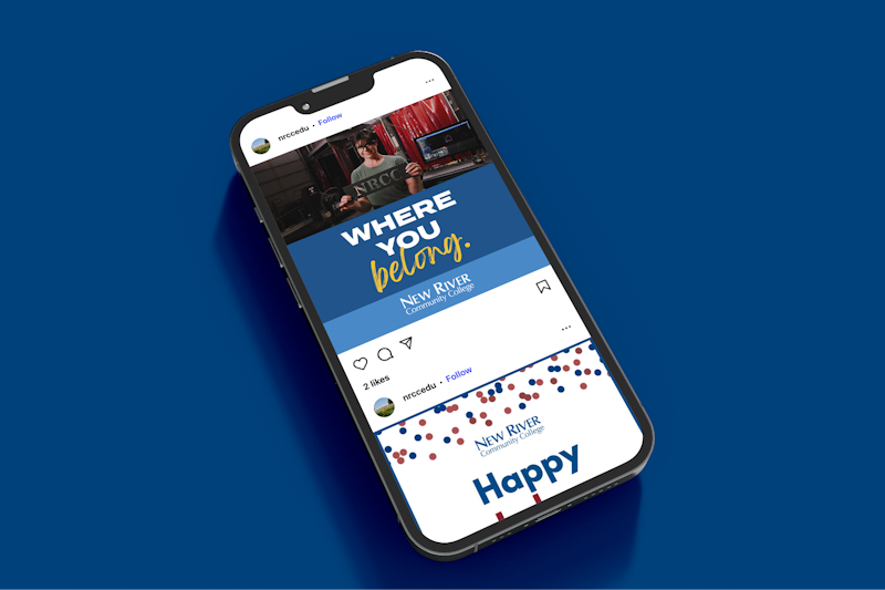 A smartphone showing the New River Community College website