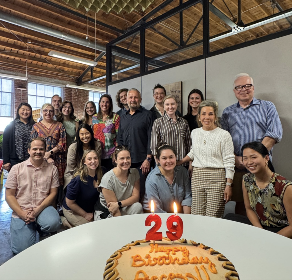 Employees at AccessU gathered to celebrate the company's 29th anniversary
