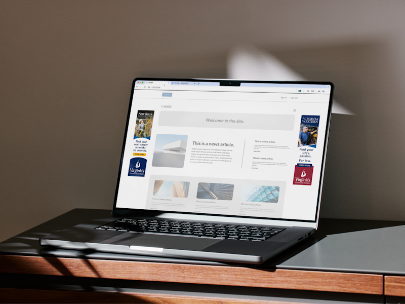 A laptop showing the Virginia's Community Colleges website