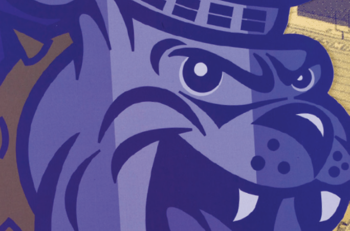 Stylized depiction of the JMU mascot.