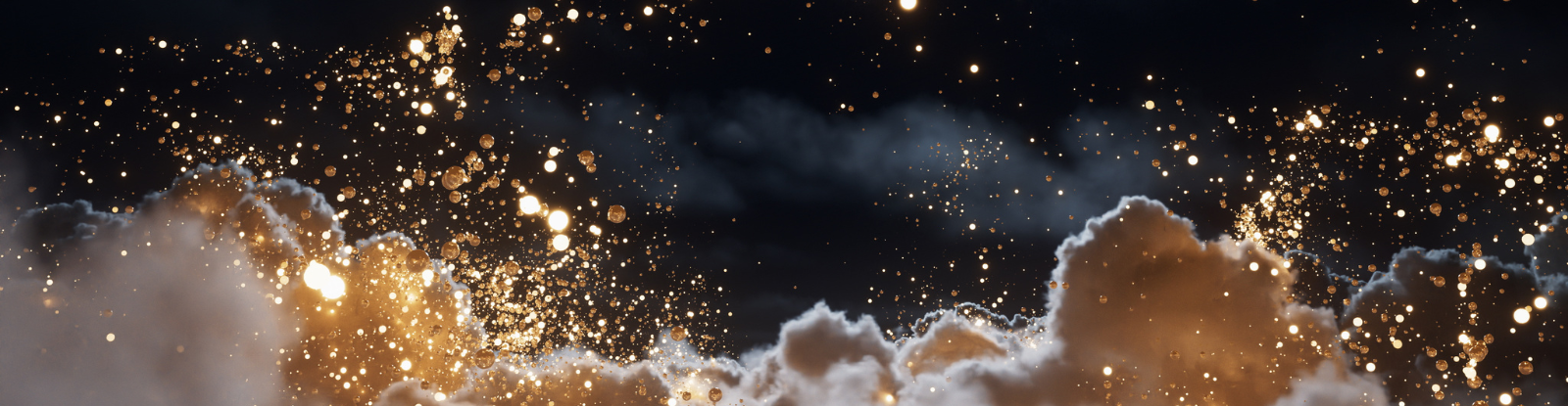 White clouds and gold glitter