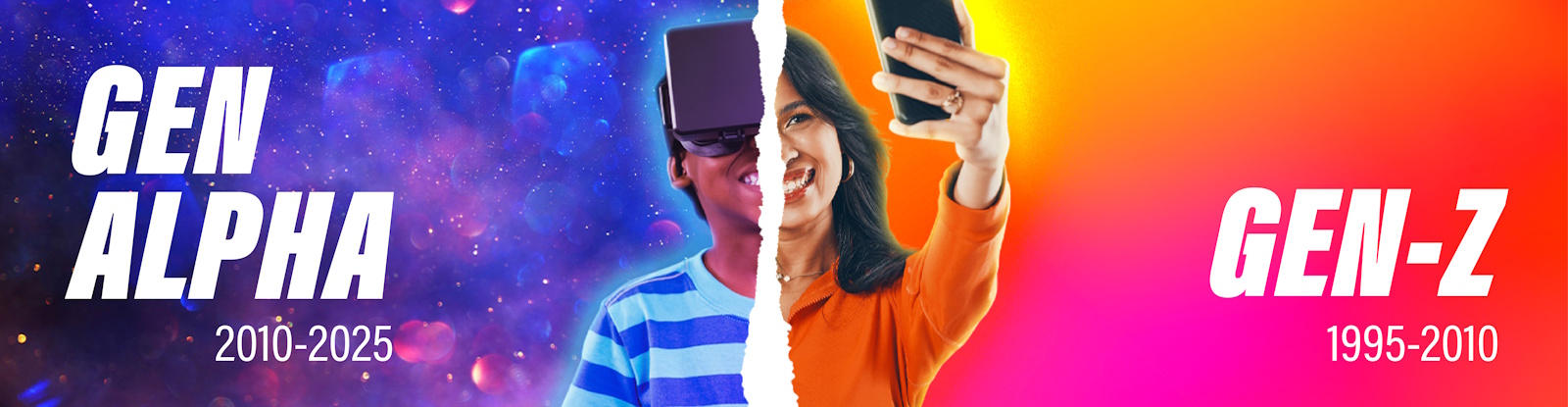 A student wearing a virtual reality headset and a student holding a smartphone up in front of them.